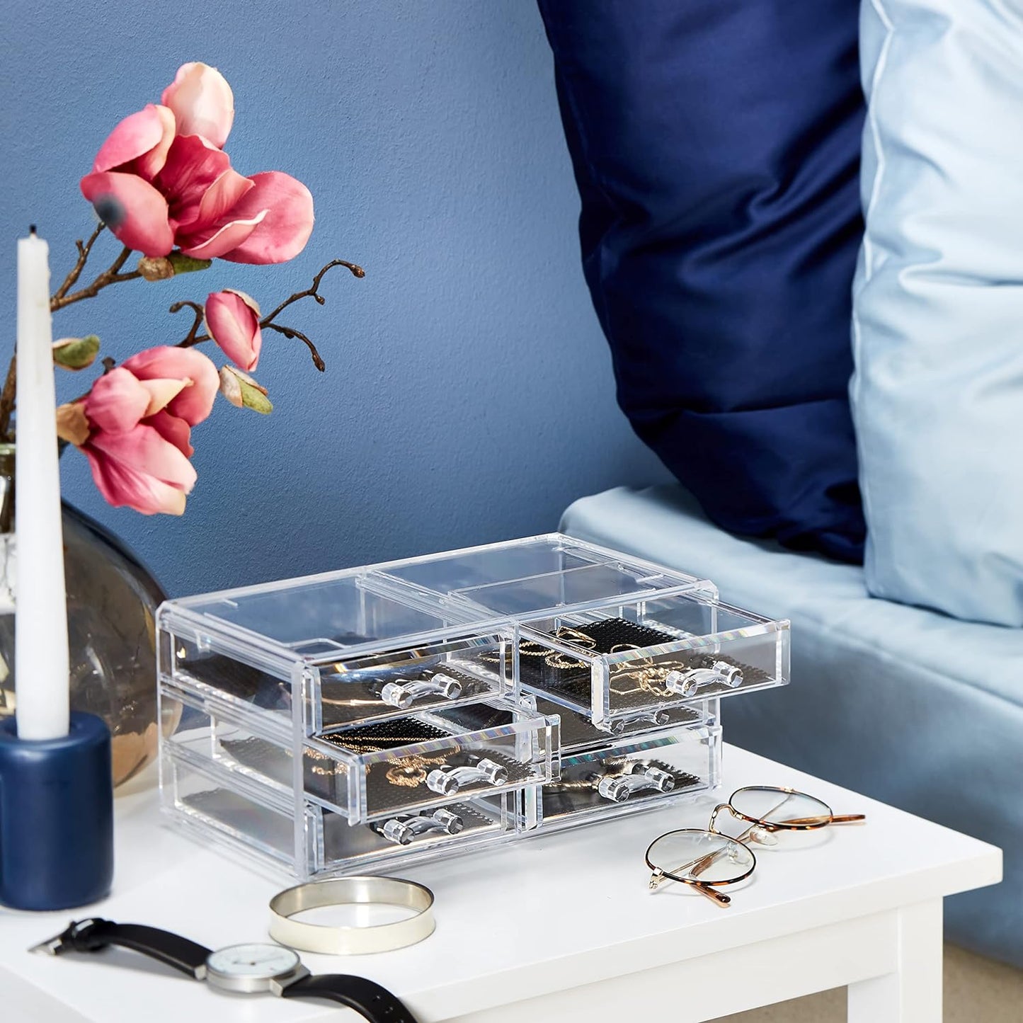 6-Drawer Crystal Clear Acrylic Makeup Organizer Jewellery Storage Box