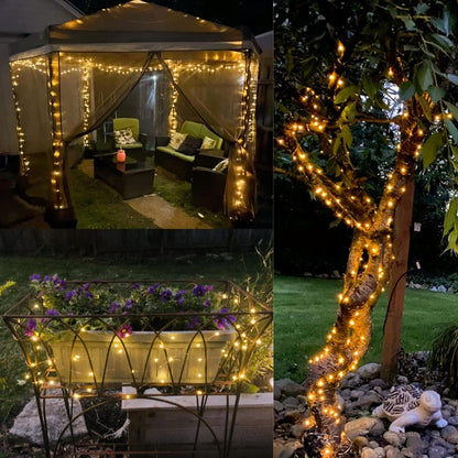 12m 100-LED Solar-Powered String Lights for Outdoor Garden Patio Decor