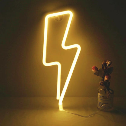 Neon Lightning Bolt LED Night Light Lamp for Bedroom Decor