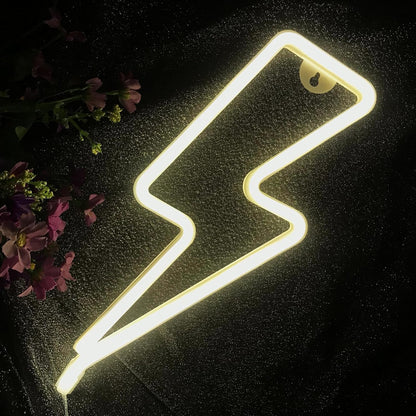 Neon Lightning Bolt LED Night Light Lamp for Bedroom Decor