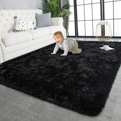 160 x 120 Soft Shag Rug Carpet Mat Black