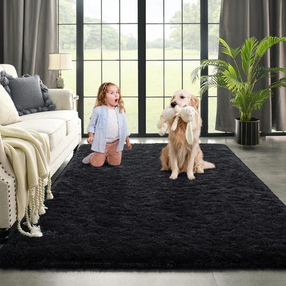 160 x 120 Soft Shag Rug Carpet Mat Black