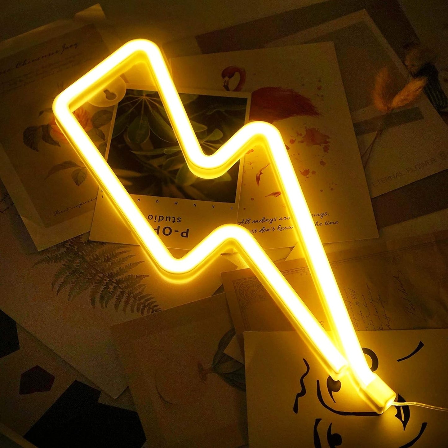 Neon Lightning Bolt LED Night Light Lamp for Bedroom Decor