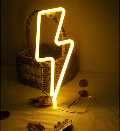 Neon Lightning Bolt LED Night Light Lamp for Bedroom Decor