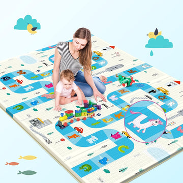 2m Extra Thick Waterproof Folding Baby Kids Play Mat (Traffic Alphabet/Animals)