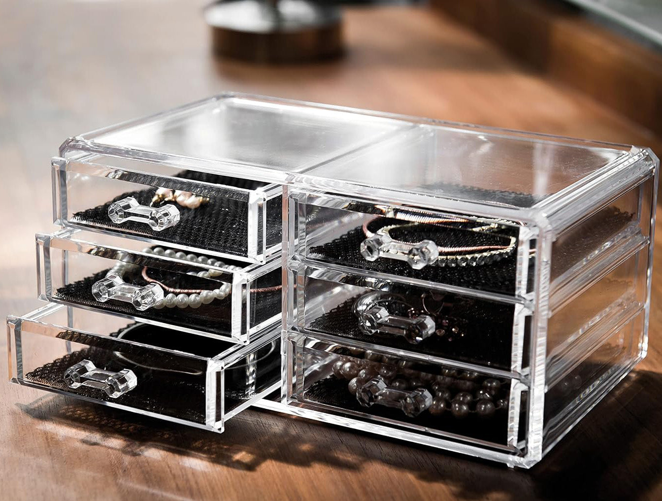 6-Drawer Crystal Clear Acrylic Makeup Organizer Jewellery Storage Box