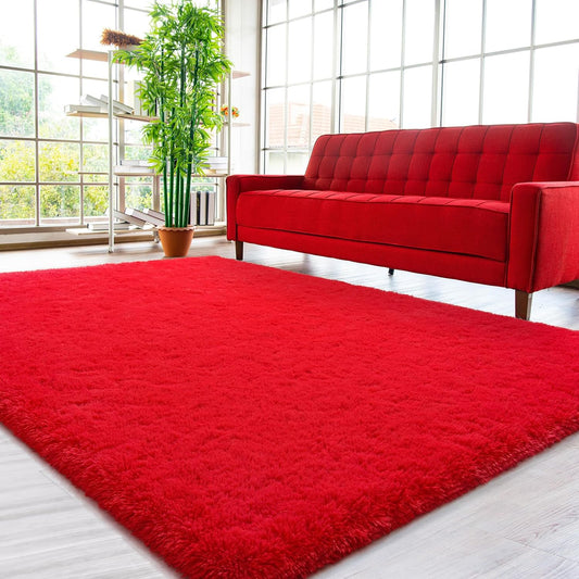 Large 230 x 160 Soft Shag Rug Carpet Mat Red