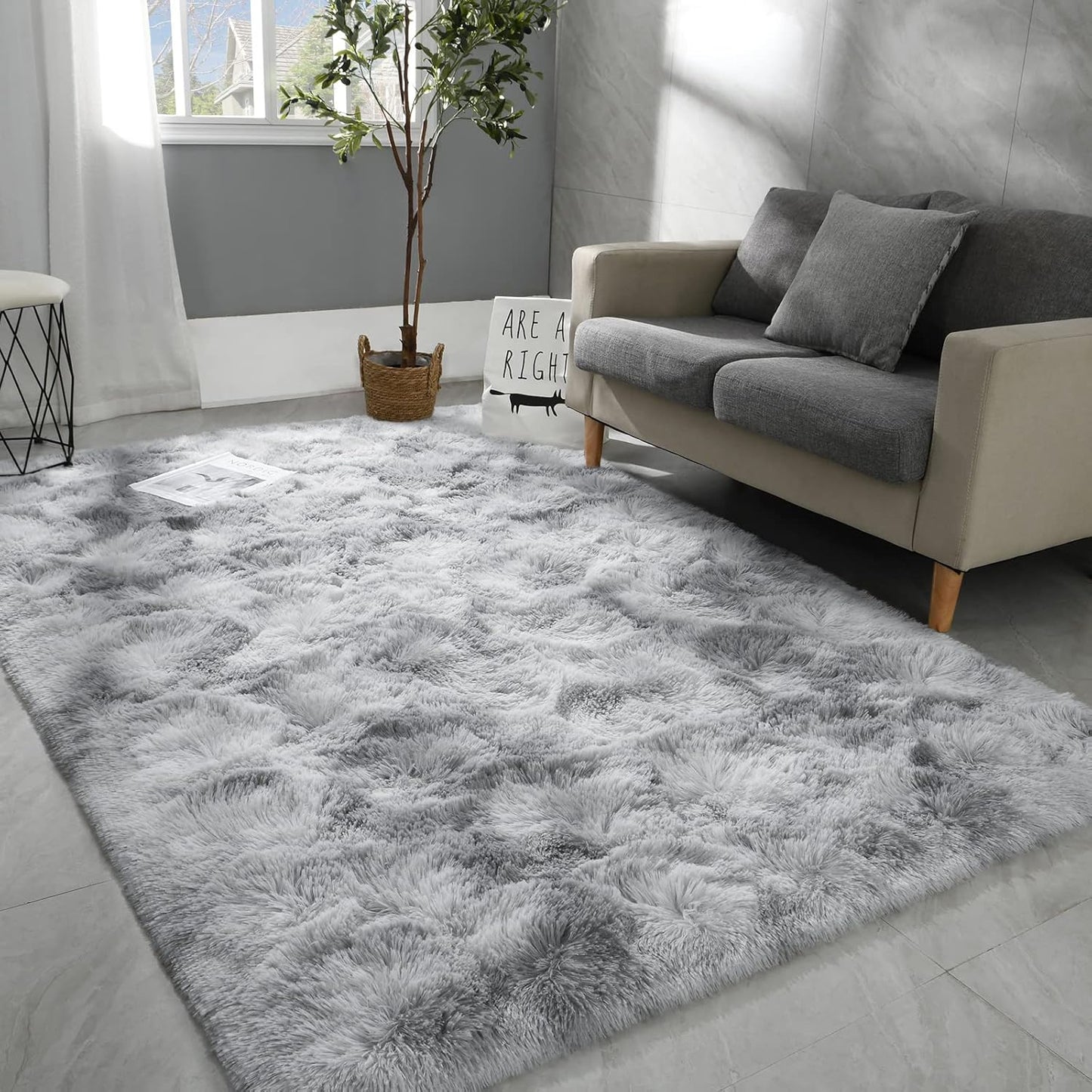 300 x 200 XL Extra Large Soft Cozy Shag Rug Platinum