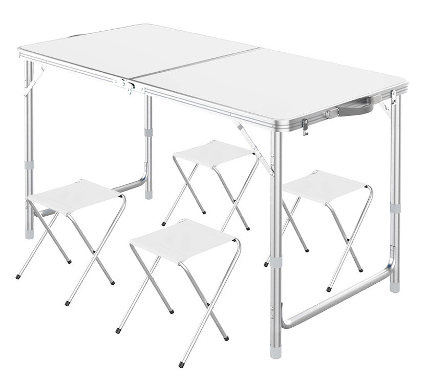 5-Piece Outdoor Folding Camping Table and Chairs Set Portable White