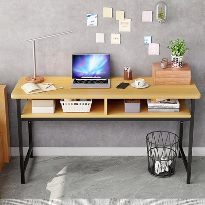 Space-Saver Narrow Console Table Wood and Metal Desk Oak