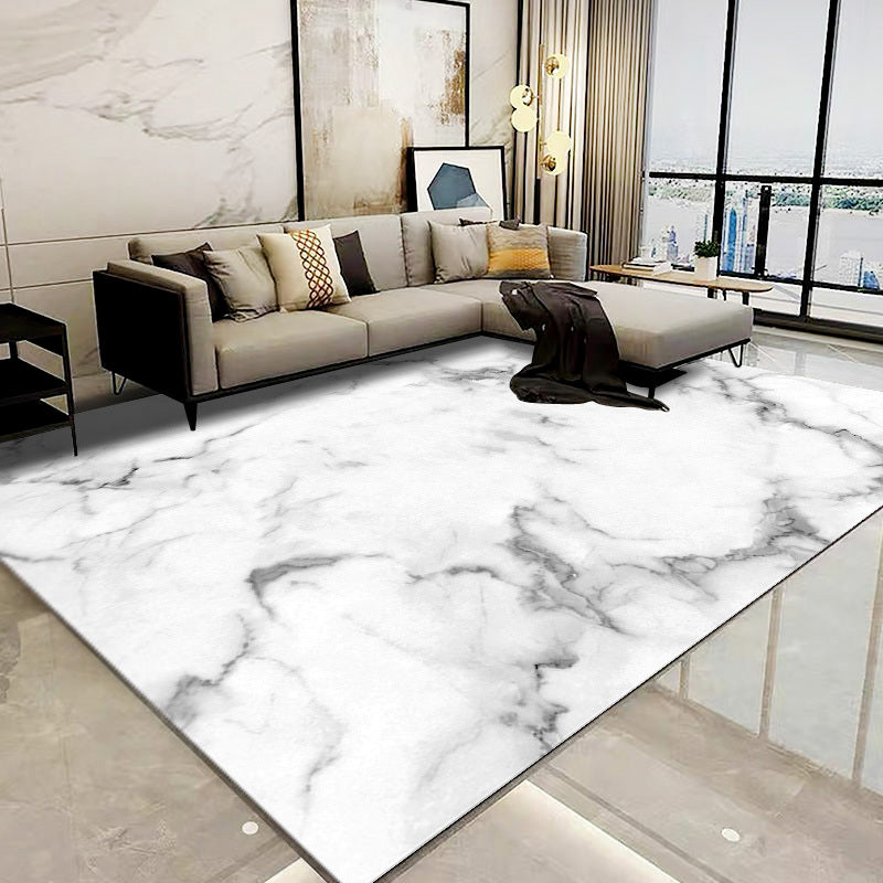 XL Extra Large 300 x 200 Luxury Plush Comfort White Marble Rug Carpet Mat