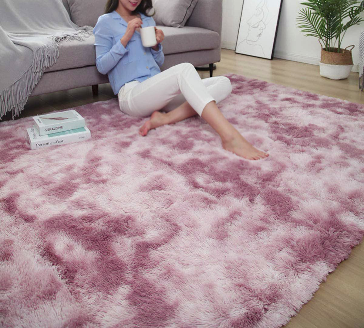 200 x 140 Comfortable Soft Shag Rug for Bedroom Living Room Purple Lilac