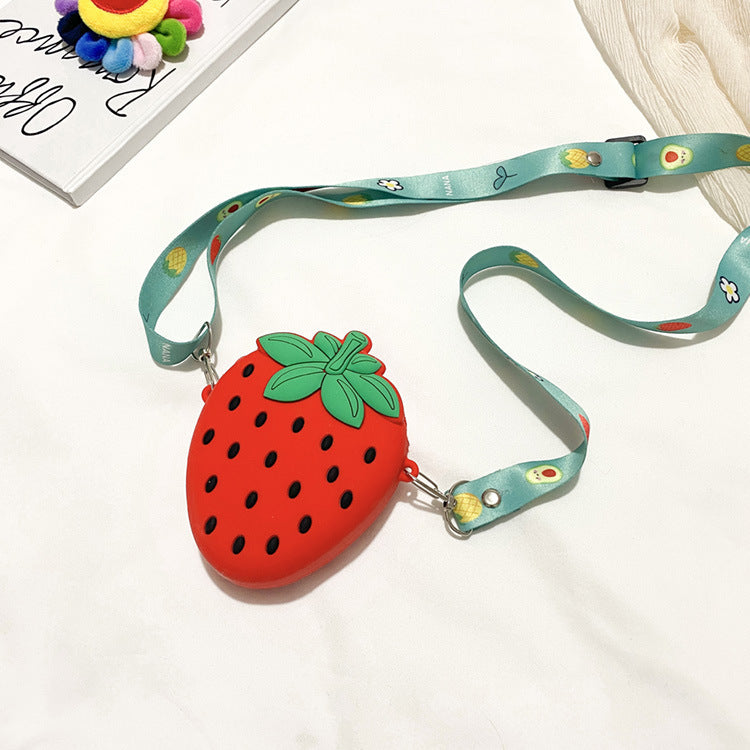 Cute Strawberry Silicone Crossbody Bag for Girls