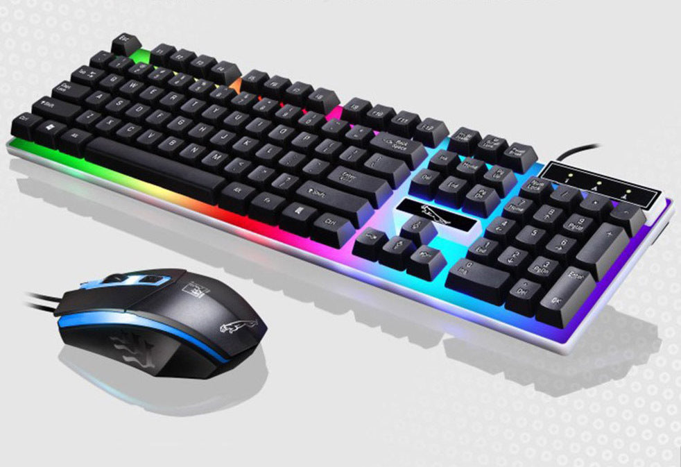 RGB Wired Gaming Keyboard and Mouse Combo Set Black Backlit