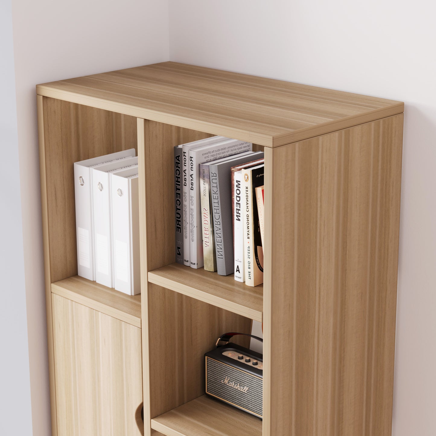 Oak Organizer Bookcase Storage Display Shelf Cabinet Closet