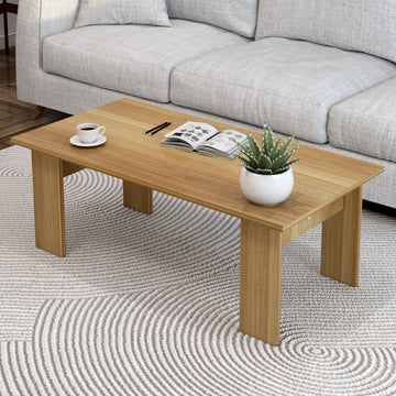 Natural Oak Elegant Wooden Coffee Table Desk for Modern Living Rooms