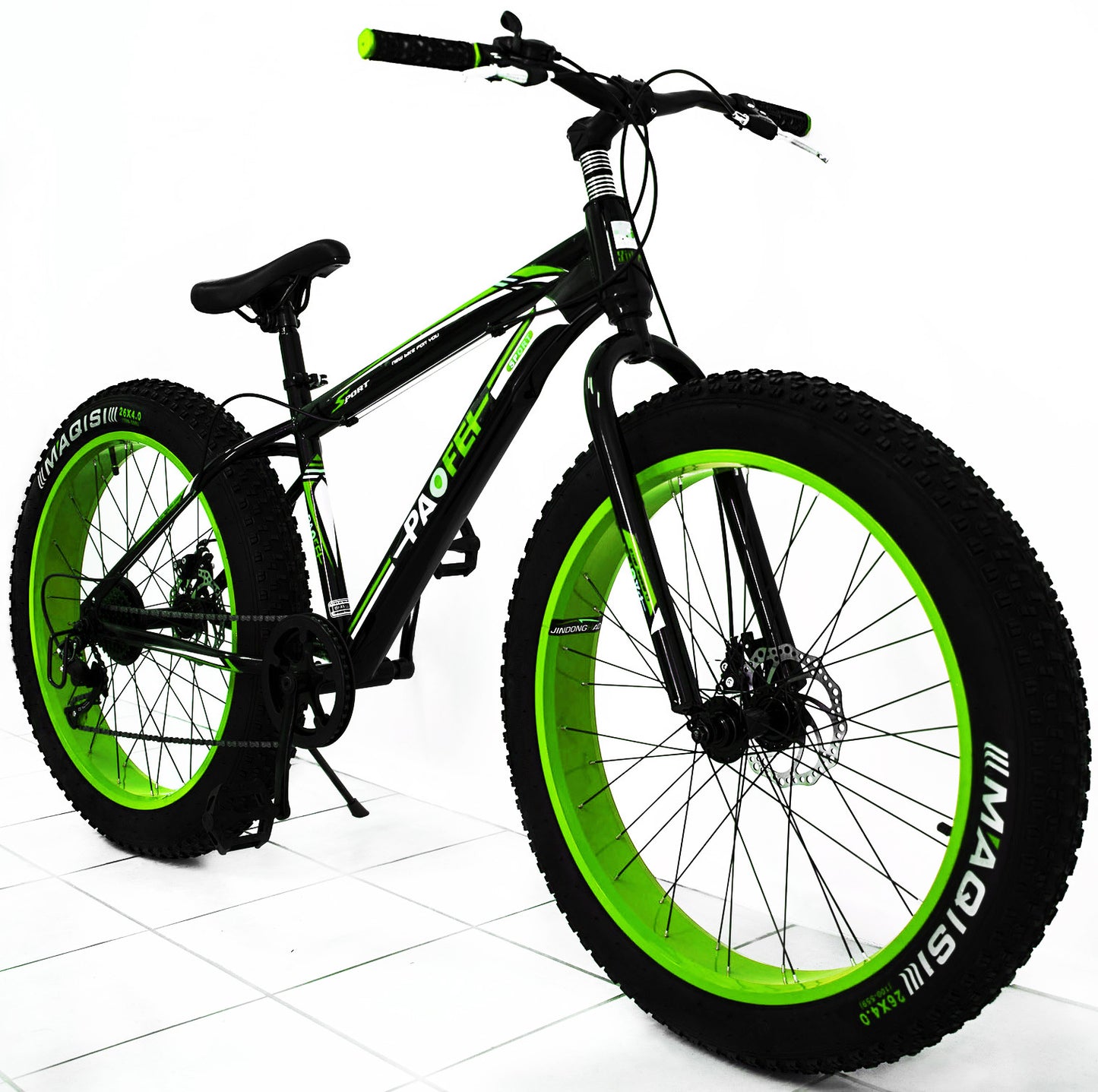 Premium Heavy Duty Fat Tire Mountain Bike for All Terrains Green Black