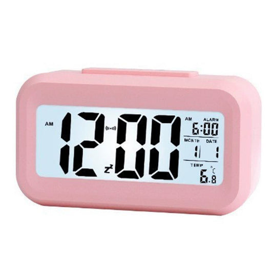 Automatic Digital Sensor Snooze Alarm Clock for Desk Pink