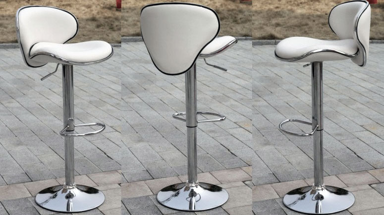 Set of 2 Designer PU Leather Bar Stools Modern White