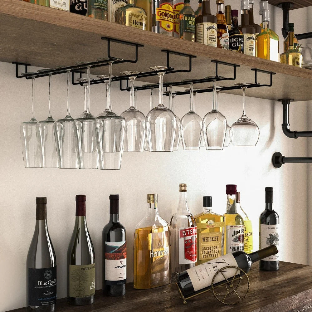 Wine Glass Hanger Rack Under Cabinet Stemware Storage Organizer for Kitchen Bar