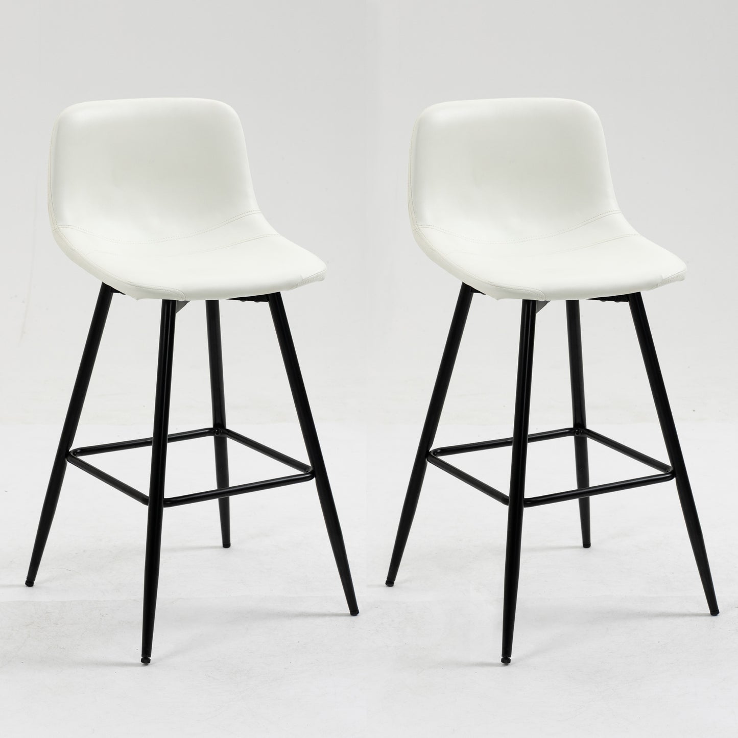 Set of 2 Modern Faux Leather Bar Stools White