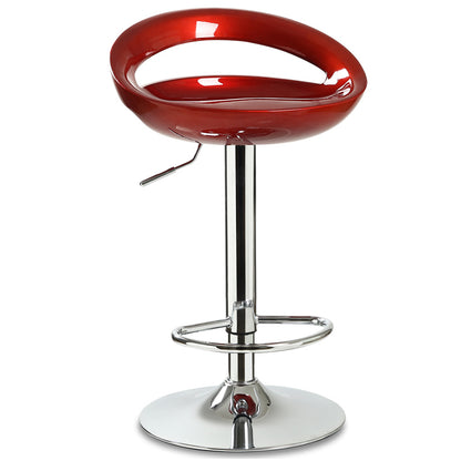 Set of 2 High Gloss Designer Bar Stools Modern Deep Red