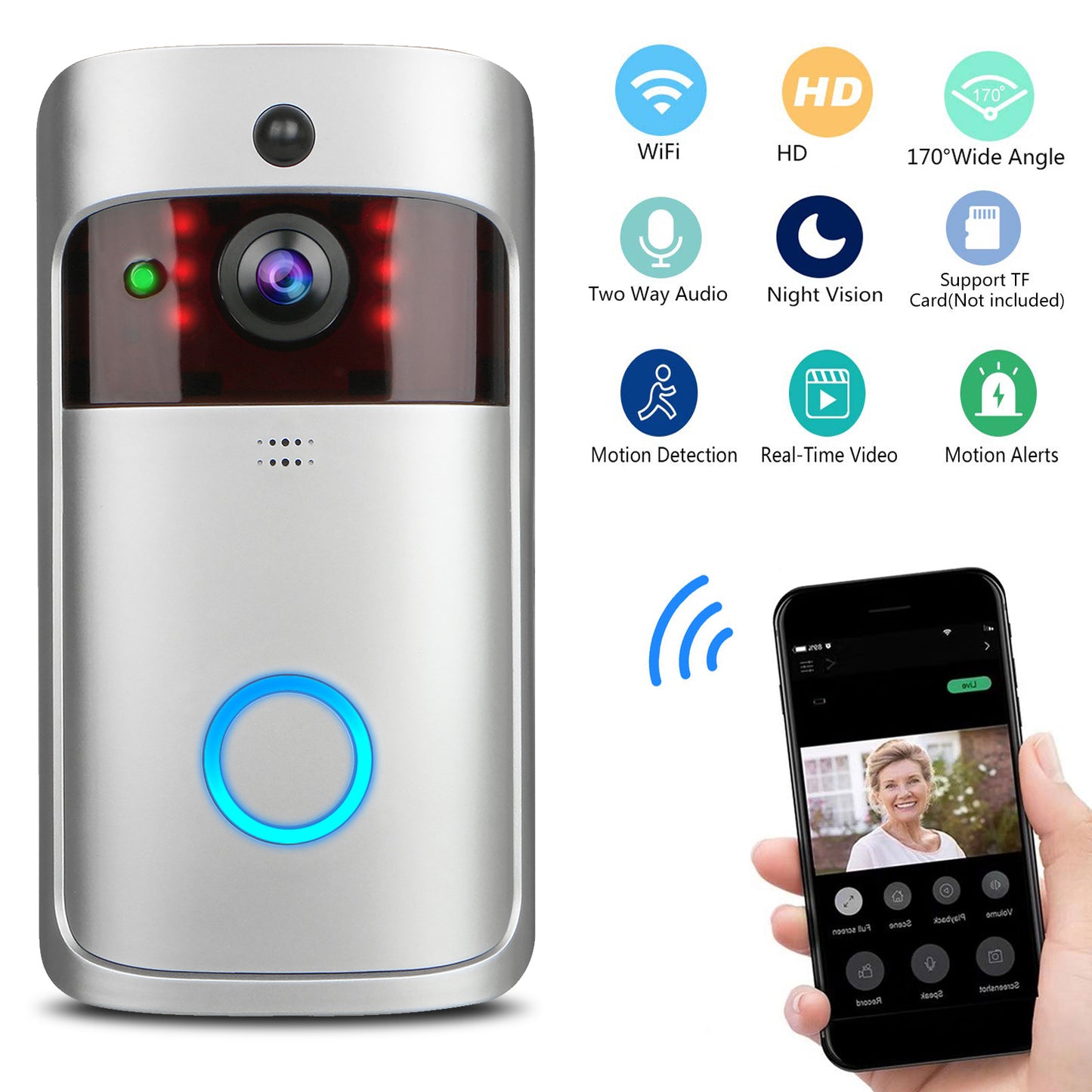 HD Smart Home Wifi Video Doorbell with Security Camera