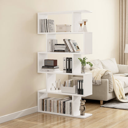 5 Tier Modern White Bookshelf Display Storage Shelving Unit Home Office
