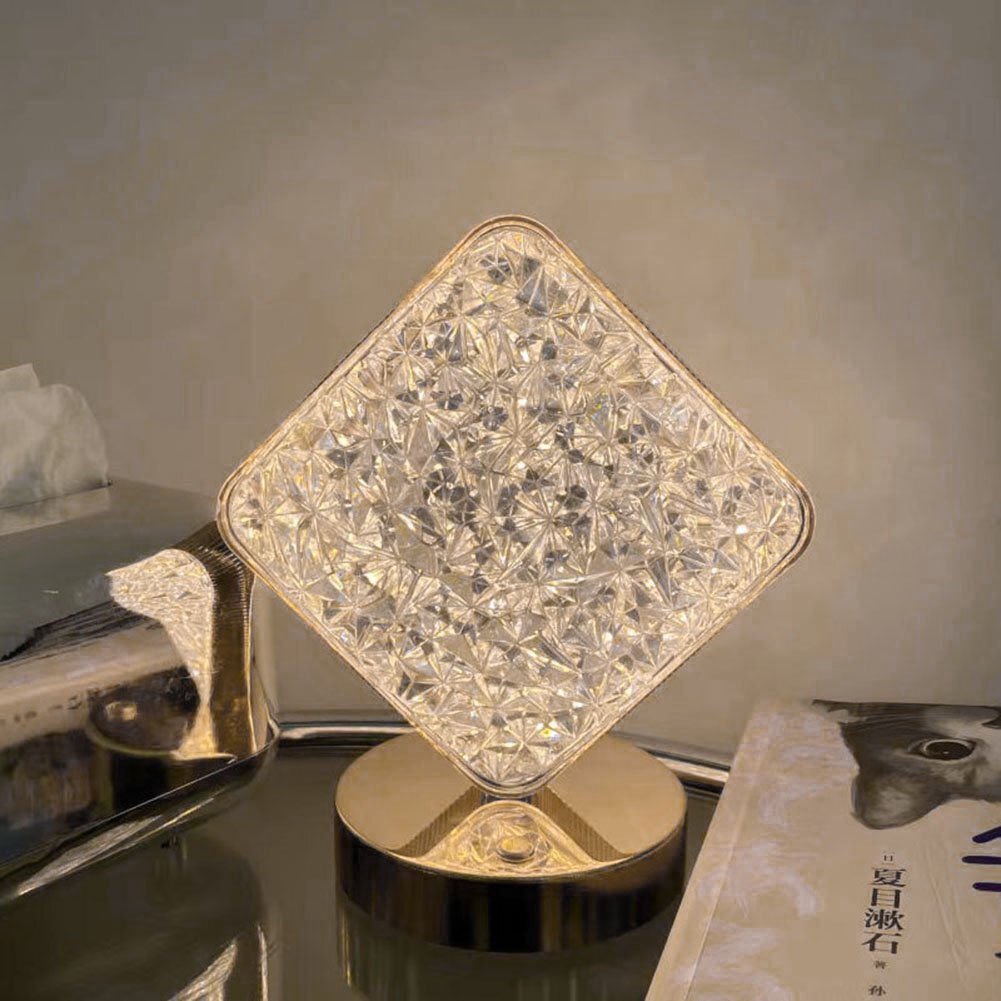 Elegant LED Crystal Diamond Cordless Night Light for Bedroom Decor