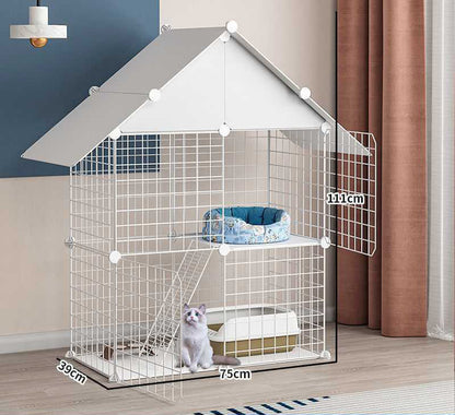 Spacious Metal Wire Cat Cage Detachable Playpen Crate House