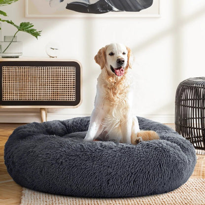 70cm Cozy Plush Soft Fluffy Pet Bed for Dogs and Cats Dark Grey