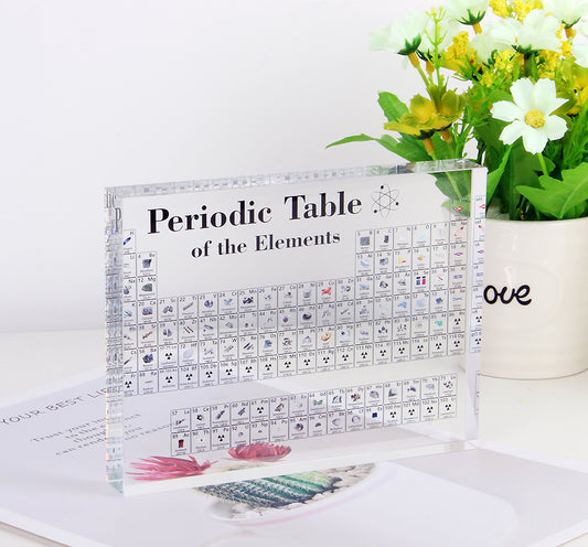 Acrylic Chemical Periodic Table of Elements Display Block for Science Enthusiasts