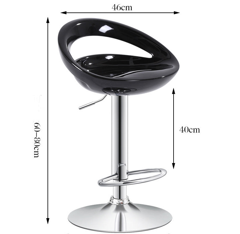 Set of 2 High Gloss Designer Bar Stools Modern Black