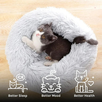 40cm Cozy Plush Soft Fluffy Pet Bed for Dogs and Cats Light Grey