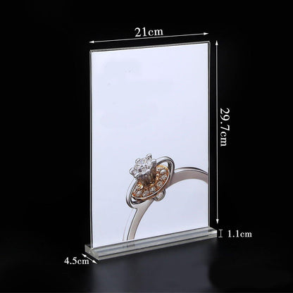 A4 Clear Acrylic Vertical Display Sign Holder for Office and Retail