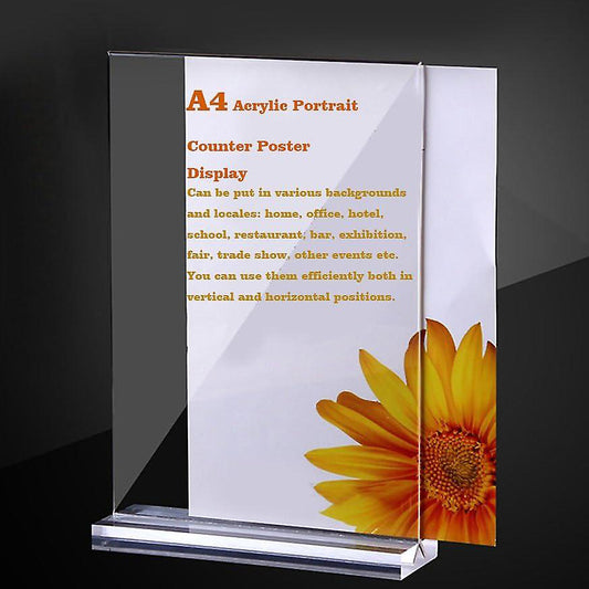 A4 Clear Acrylic Vertical Display Sign Holder for Office and Retail