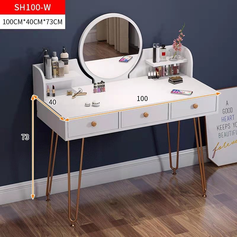 Elegant Vanity Table with Mirror and Storage Drawers for Bedroom