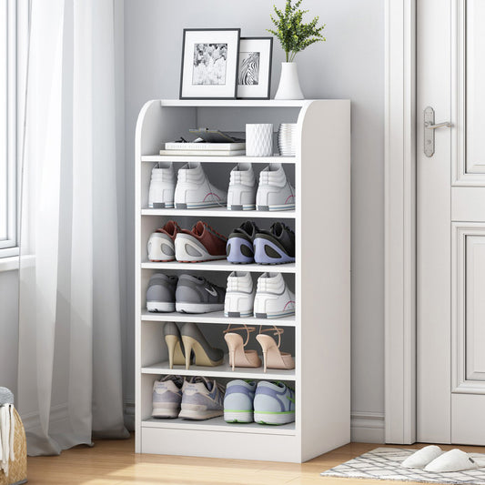 Extra Spacious 7-Tier Wooden Shoe Rack Storage Organizer Cabinet White