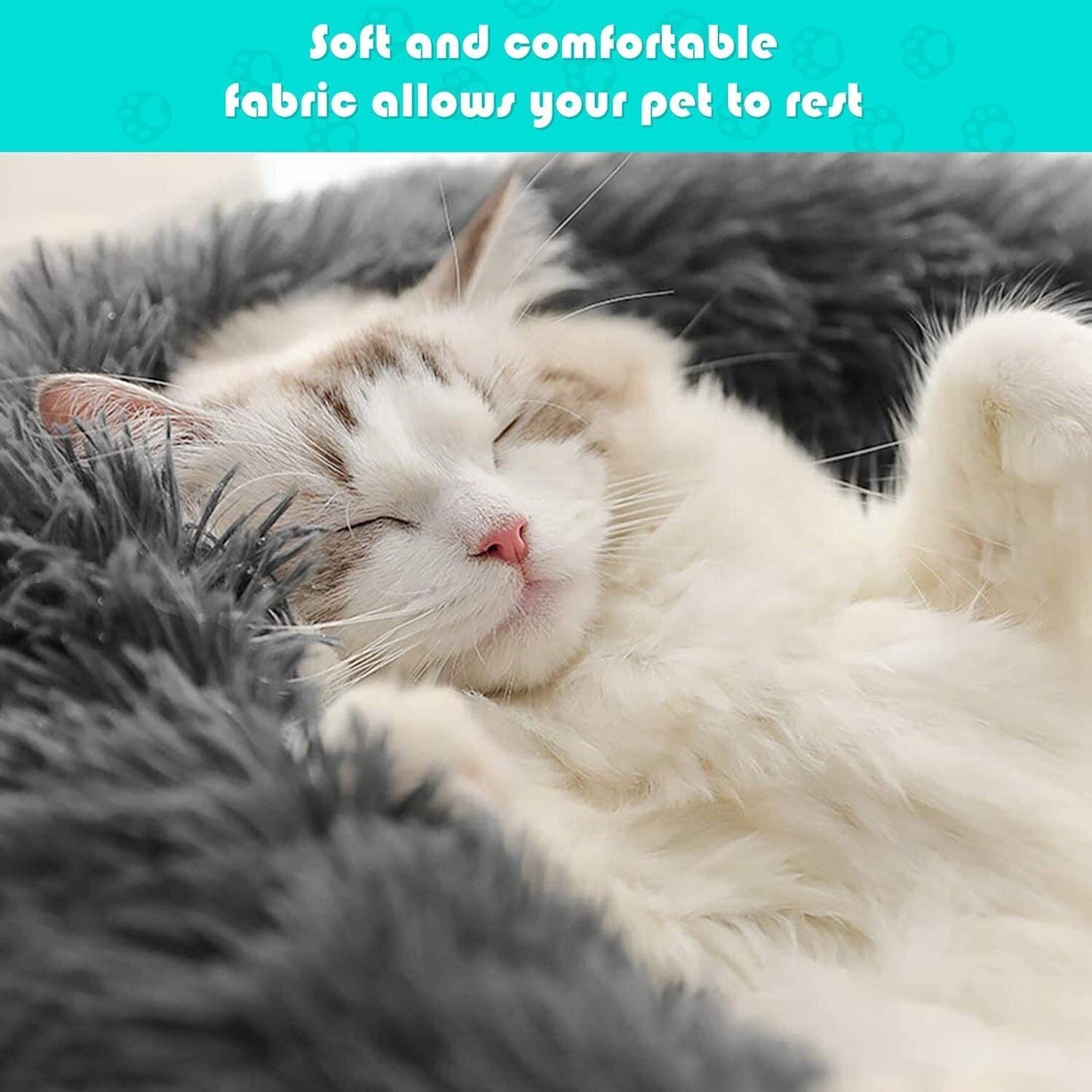 60cm Cozy Plush Soft Fluffy Pet Bed for Dogs and Cats Light Grey