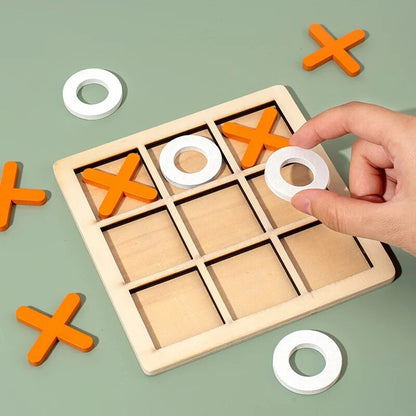 Wooden Tic Tac Toe Game Set Classic XO Board Game Orange