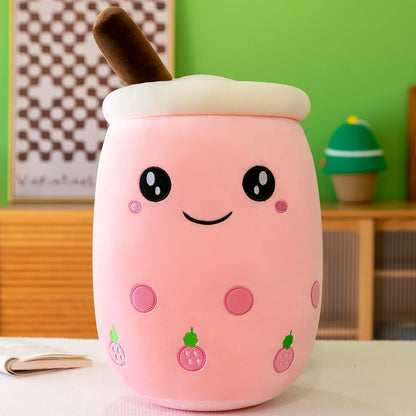 40cm Bubble Tea Plush Toy Boba Cuddly Doll Pillow Cushion Pink