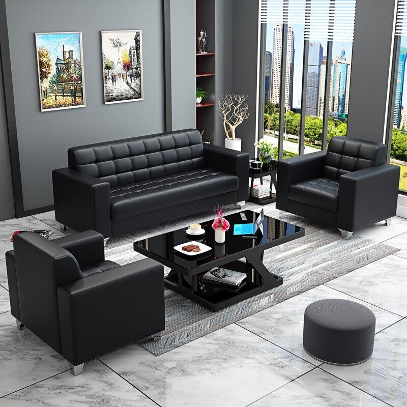 Modern Minimalist Leather Single Seater Sofa Black