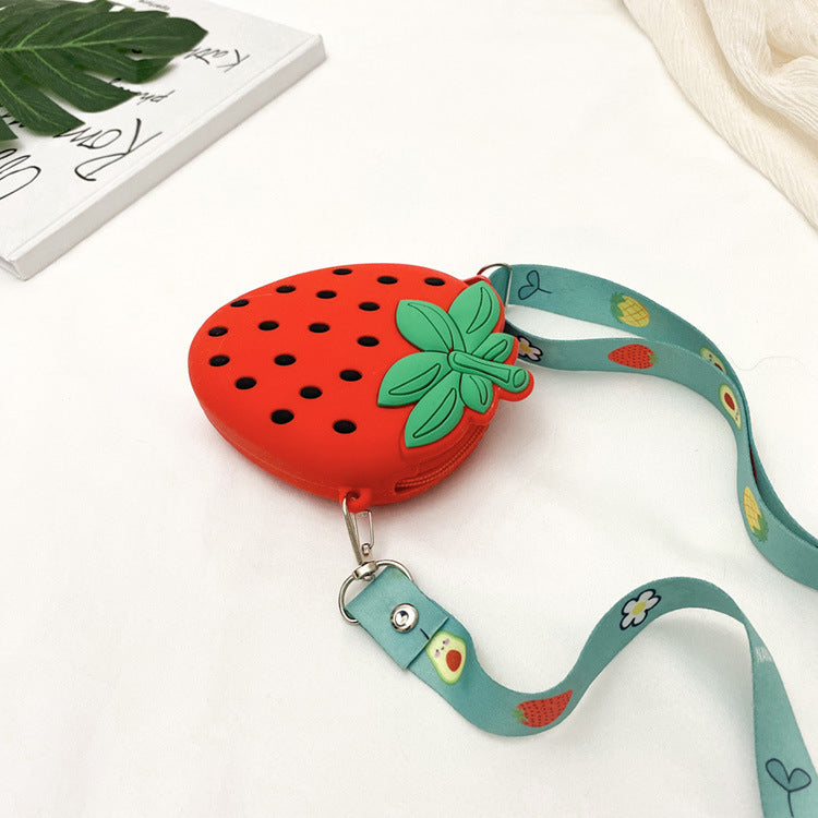 Cute Strawberry Silicone Crossbody Bag for Girls