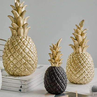 Elegant Gold Pineapple Sculpture Desktop Ornament Decor