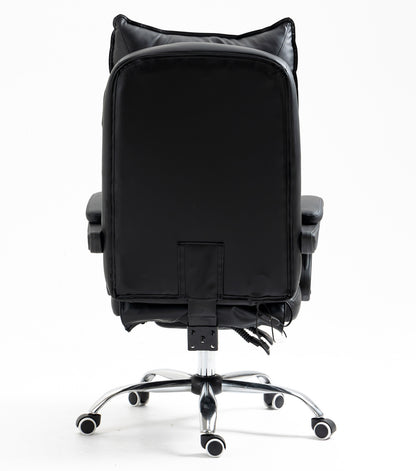 Luxury Executive Reclining Office Chair with Foot Rest and Massager Black