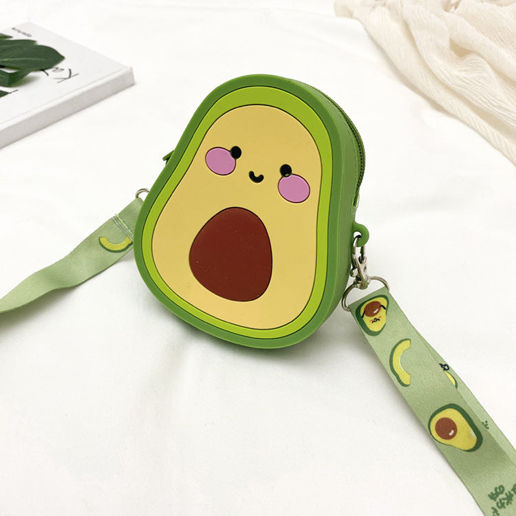 Cute Avocado Silicone Crossbody Bag for Girls