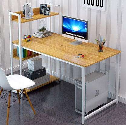 Modern Workstation Computer Desk with Storage Shelves Oak