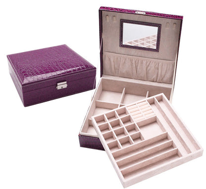 Elegant Pink Crocodile Leather Jewellery Box Organiser