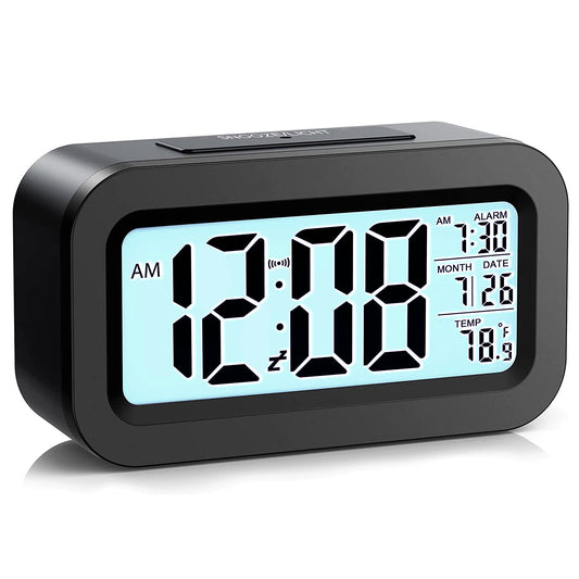 Automatic Digital Sensor Snooze Alarm Clock for Desk Black