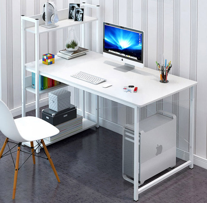 Modern Workstation Computer Desk with Storage Shelves White